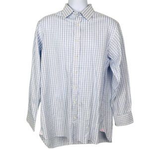 PINK by Thomas Pink Dress Shirt Classic Fit Plaid Blue